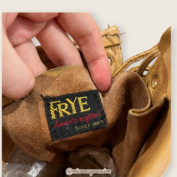 1960 VINTAGE Frye Campus Lug Lace Up Yellow Tan Banana Vintage Leather Tall Boot - Picture 13 of 15